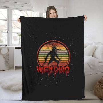 Discover Vintage Moon and Wendigo Folklore Fleece Blankets
