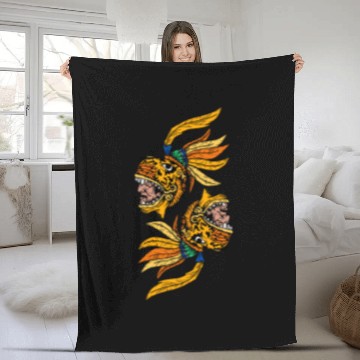 Discover Aztec Warior Jaguar Maya Inca Culture Fleece Blankets