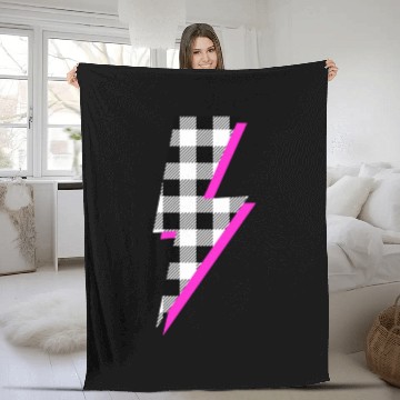 Discover Buffalo Plaid Lightning Bolt Pink Shadow Graphic P Fleece Blankets