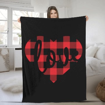 Discover Cute Buffalo Lumberjack Plaid Heart Love Valentine Fleece Blankets