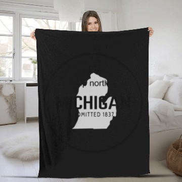 Discover Up North Michigan 1837 Great Lakes Latitude And Lo Fleece Blankets