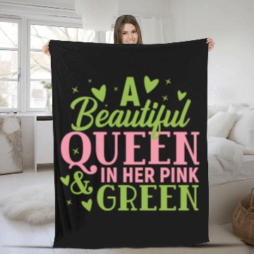 Discover A Beautiful Queen in her Pink and Green | HBCU AKA Fleece Blankets