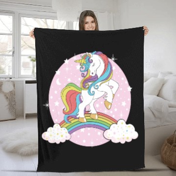 Discover Unicorn rainbow Fleece Blankets
