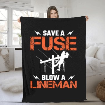 Discover Save A Fuse Blow A Lineman Electrical Electric Fleece Blankets