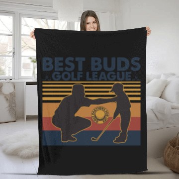 Discover Best Buds Golf League Vintage Matching Father Son Fleece Blankets