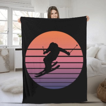 Discover Ski Skier Winter Sports Skiing Retro Gift Fleece Blankets