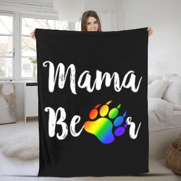 Discover Lesbian Mama Bear Gay Pride Rainbow Paw LGBT Fleece Blankets