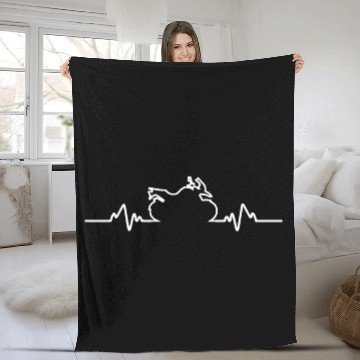 Discover Motorcycle racing biker heartbeat biker rider Fleece Blankets