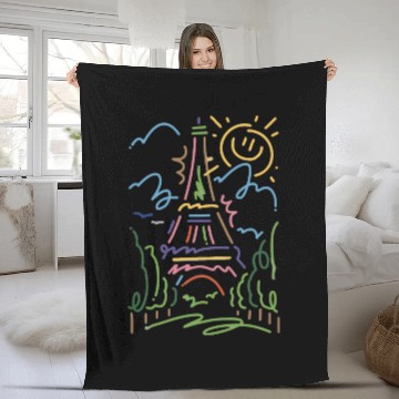 Discover Eiffel Tower Paris Hand Painted Paris France Fleece Blankets