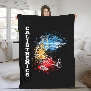 Discover Calisthenics Fitness Training One Leg Squat Fleece Blankets