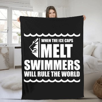 Discover Swimmer Outdoor Pool Lifeguard Swimming Swim Fleece Blankets