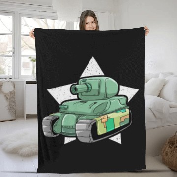 Discover Sherman M4A1 WWII Army Tank History Vintage Fleece Blankets