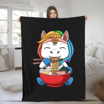Discover Anime Ramen Unicorn Noodle Soup Fleece Blankets