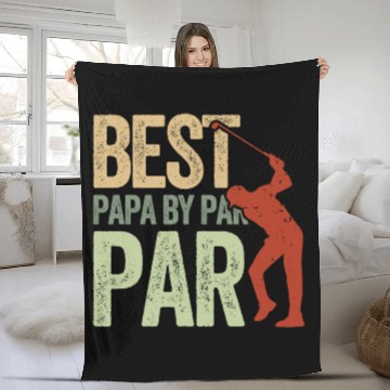Discover Best Papa By Par Father's Day Papa Dad Golf Lover Fleece Blankets