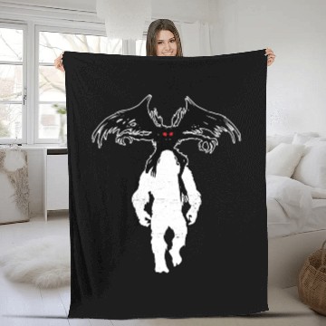 Discover Bigfoot Riding Mothman - Funny Sasquatch Myth Fleece Blankets