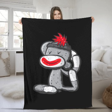 Discover Sock Monkey in Mermaid Pose Funny Yoga Asana Gift Fleece Blankets