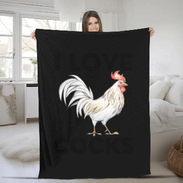 Discover I Love Cocks I Like Chickens Rooster Lover Fleece Blankets