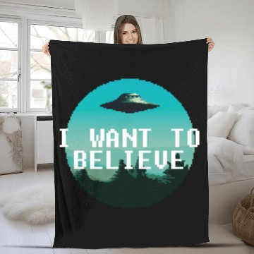 Discover I want to believe / X-Files poster. Pixelart Fleece Blankets
