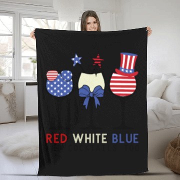 Discover Red White Blue and Cocktails Fleece Blankets