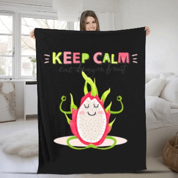 Discover Meditating Dragon Fruit Funny Yoga Novelty Plants Fleece Blankets