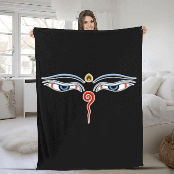 Discover Eyes of the Buddha Third Eye Tibet Premium T Fleece Blankets
