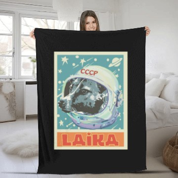 Discover Soviet Union Ussr T Astronaut Laika Dog Propaganda Fleece Blankets