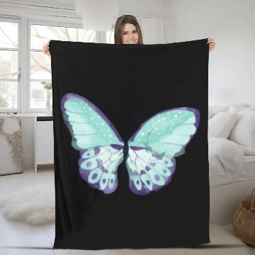 Discover Light Green Butterfly Fleece Blankets
