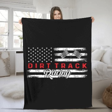 Discover American Flag Dirt Track Racing Car Bike Driver Fleece Blankets