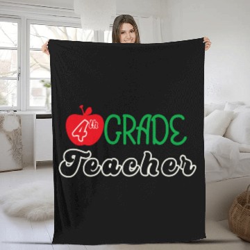 Discover Retro 4Th Grade Teacher With Apple Fleece Blankets