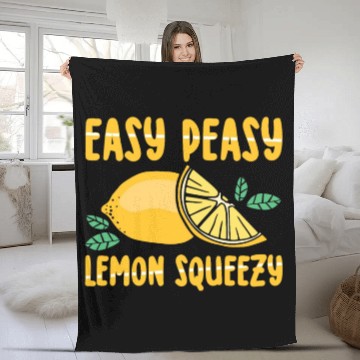 Discover Easy Peasy Lemon Squeezy Funny Lemonade Fruit Fleece Blankets