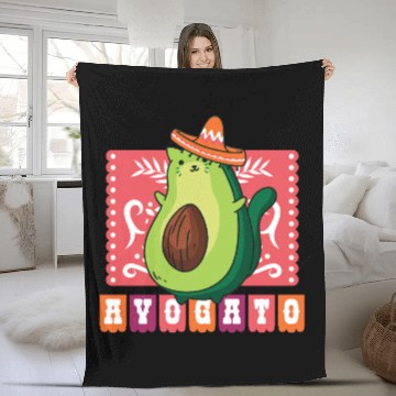 Discover AVOGATO " AVOCADO CAT MEXICAN " Fleece Blankets