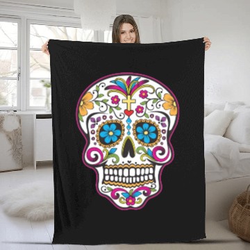 Discover candy skull Fleece Blankets