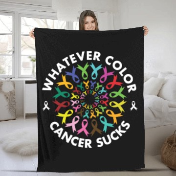 Discover Whatever Color Cancer Sucks Gift For Men Women Sur Fleece Blankets