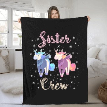 Discover Sister Crew Unicorn Snowflakes Fleece Blankets
