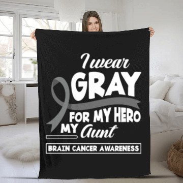 Discover I Wear Gray For My Aunt Brain Cancer Awareness Fleece Blankets