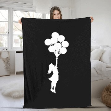 Discover Banksy Girl with balloons. Fleece Blankets