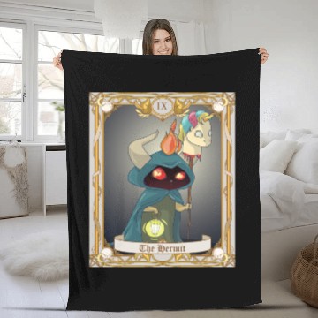 Discover The Hermit Tarot Card, Major Arcana Anime Baphomet Fleece Blankets
