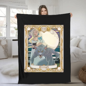 Discover Strength Tarot Card, Major Arcana Anime Vampire Fleece Blankets