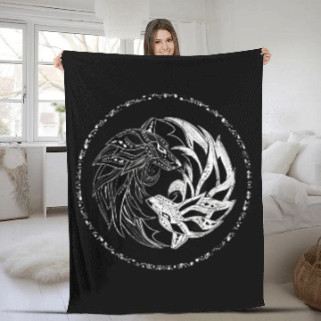 Discover yin yang Wolves Wolf yinyang Tai Chi Qi Gong Fleece Blankets