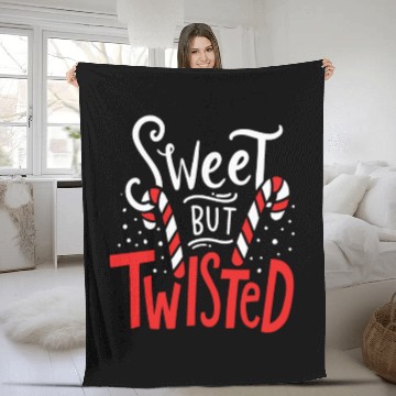 Discover Sweet But Twisted Funny Christmas Candy Lollipop C Fleece Blankets