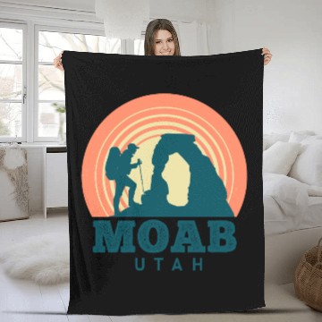Discover Moab Utah Vintage Retro - Arches National Park Fleece Blankets