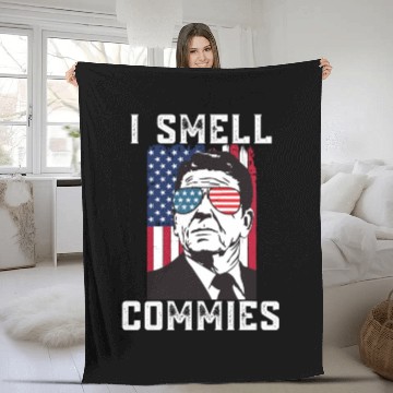 Discover I Smell Commies - Funny Ronald Reagan Anti Liberal Fleece Blankets