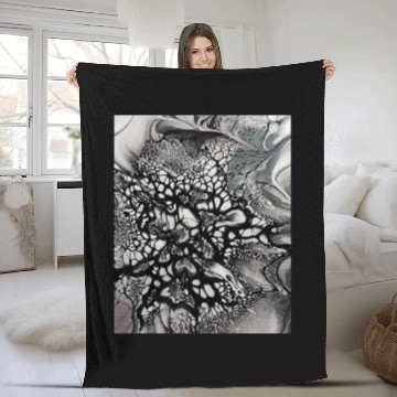 Discover Black and white abstract art. Trendy artist. Fleece Blankets