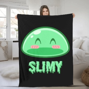 Discover Cute Green Dungeon Slime Monster Weird Anime Fleece Blankets