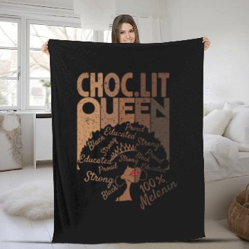 Discover ChocLIT 100% Melanin Black Queen Afro Hair Fleece Blankets