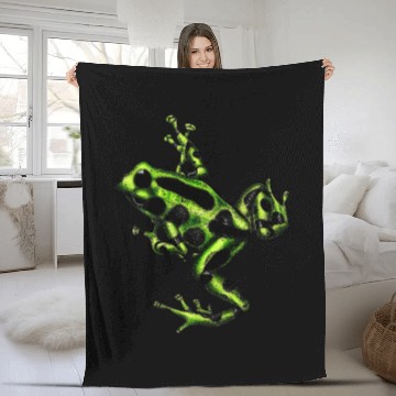 Discover Green poison dart frog Fleece Blankets