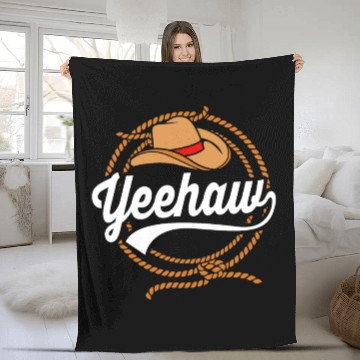 Discover Yeehaw Cowboy Western For Men Bull Riding Rodeo Fleece Blankets