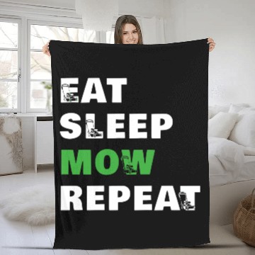 Discover Eat Sleep Mow Repeat Funny Lawn Mowing Gardener Mo Fleece Blankets