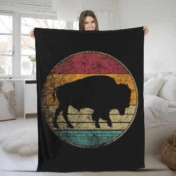 Discover Distressed Buffalo Retro Bison Animal Lover Men Wo Fleece Blankets