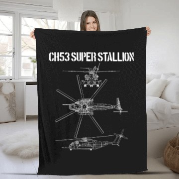 Discover Super Stallion Schematic Military Helicopter CH-53 Fleece Blankets